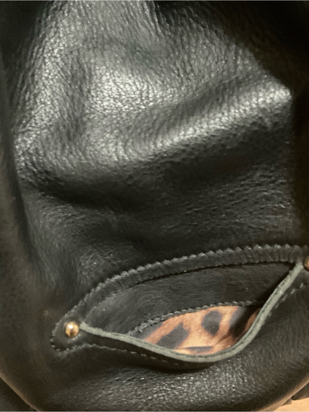 B Makowsky Pebbled Leather Magnetic Close Purse Handbag Black/Gray Double Handle - Picture 9 of 12